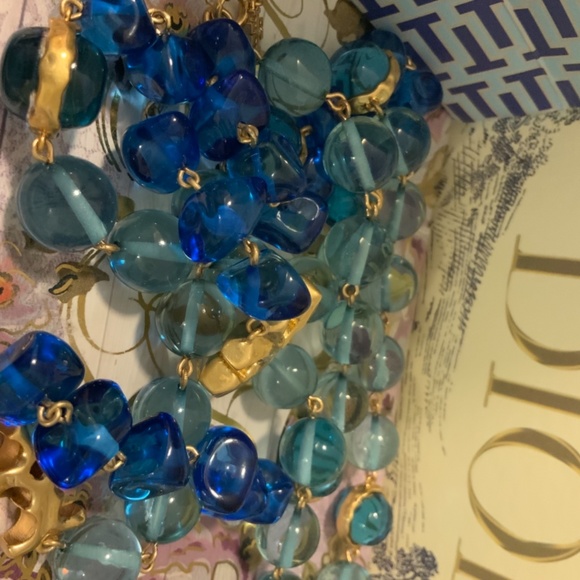 Elegant Blue and Gold Necklace - Picture 11 of 13